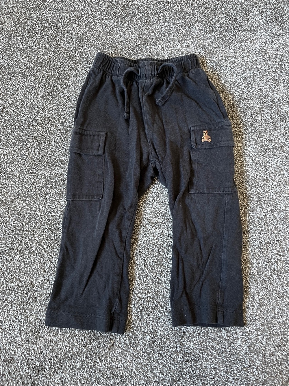 GAP Black Kids Cargo Joggers with Small Bear Patch